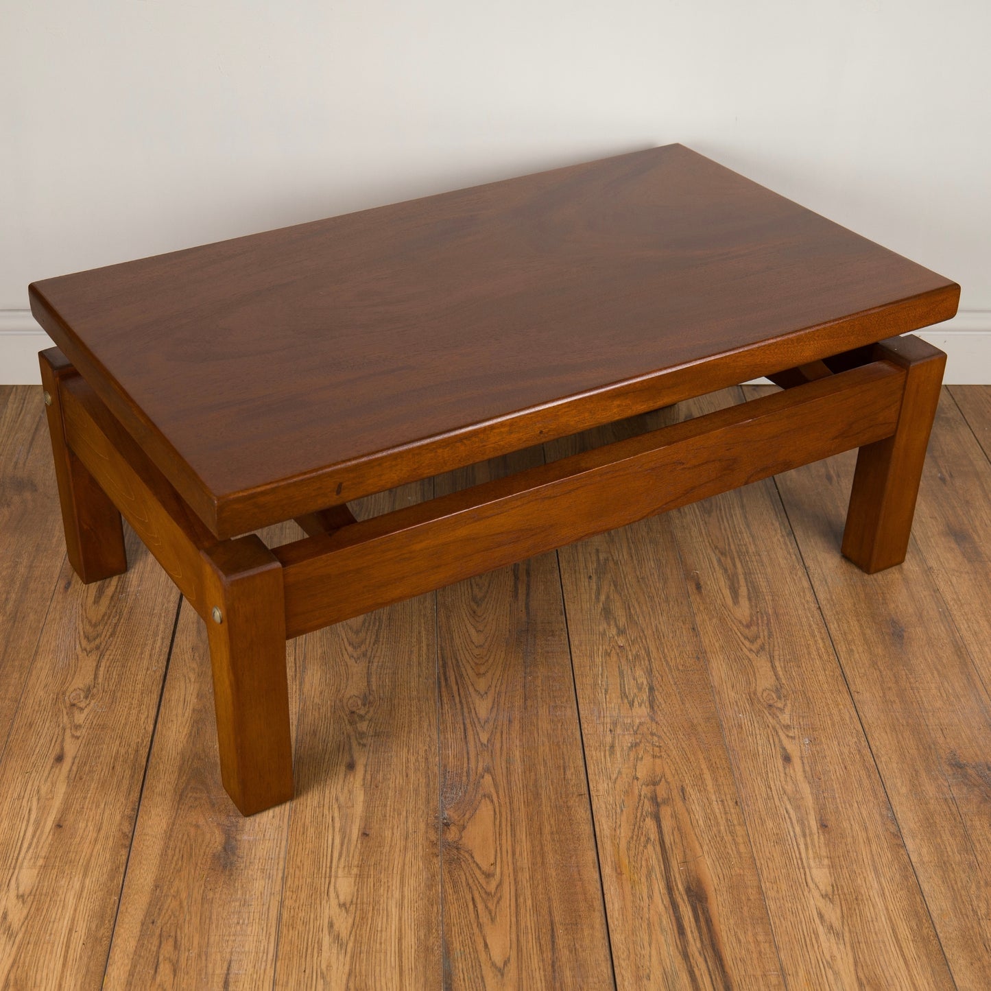 Mid-Century Solid Mahogany Coffee Table – Vintage Retro Living Room Furniture