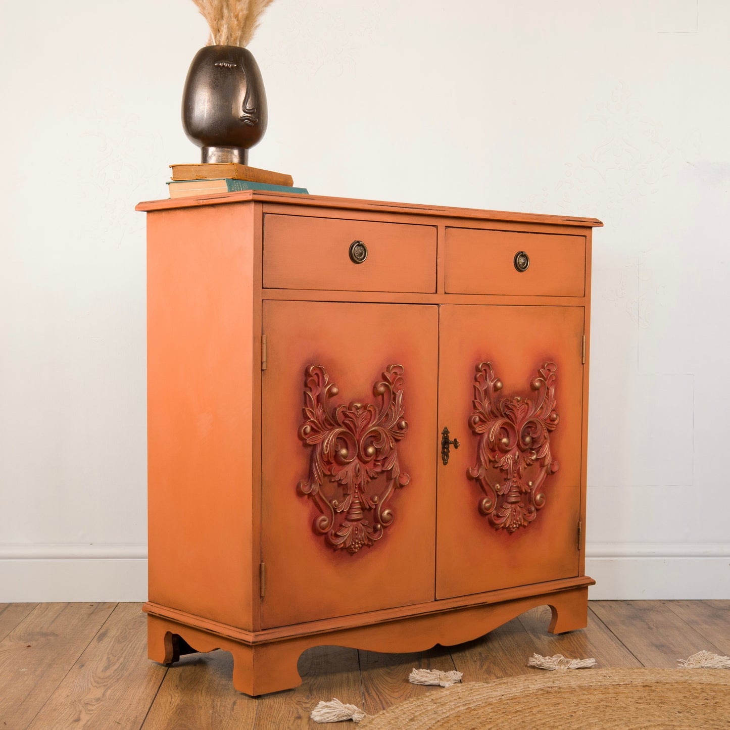 Upcycled Vintage Terracotta Cabinet | Boho Storage Cupboard | Hallway Console Cabinet