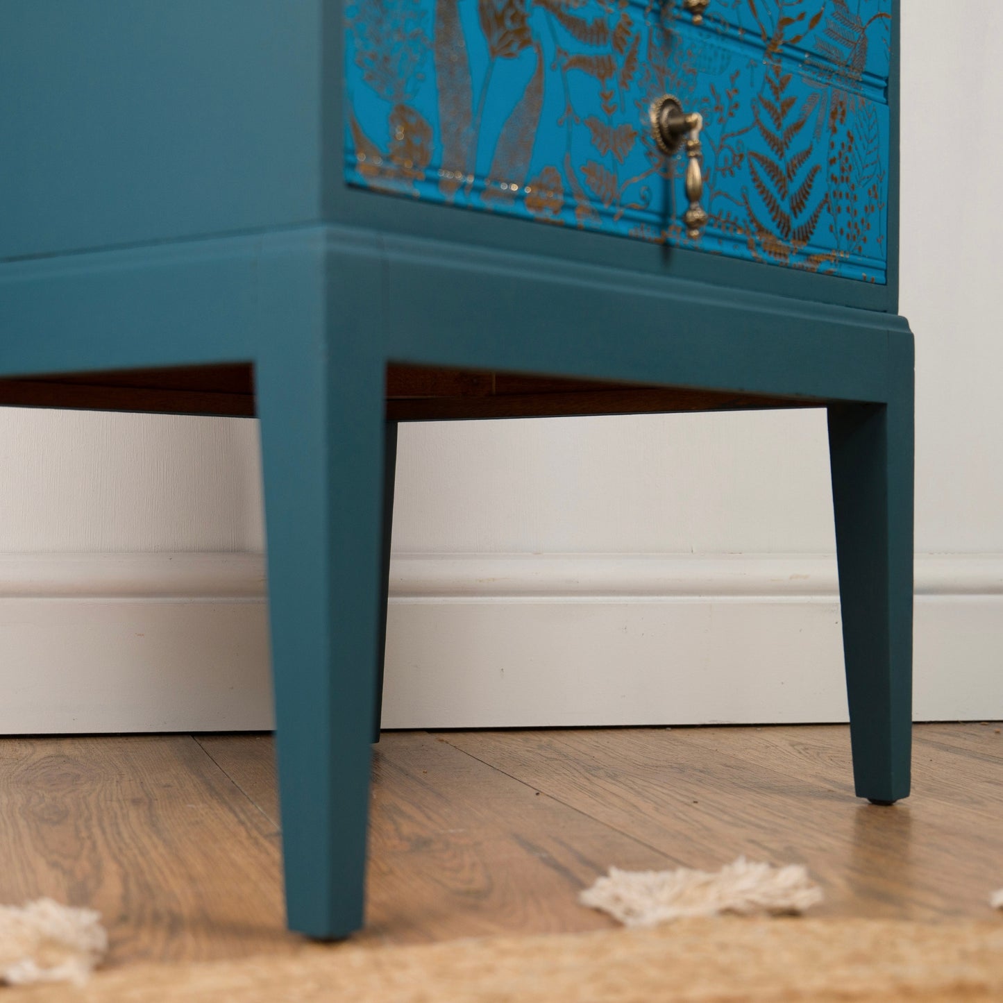 Vintage Teal & Gold Foliage Music Cabinet – Hand Painted Upcycled Furniture