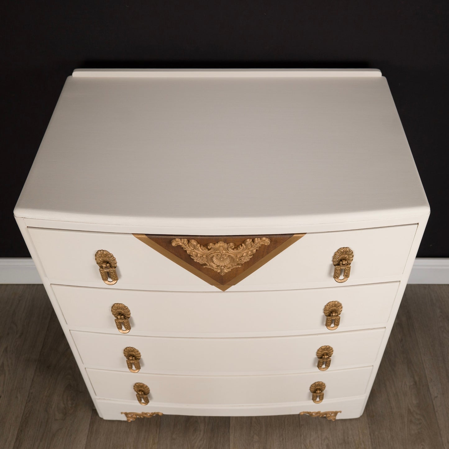 Vintage Upcycled B&E Chest of Drawers Cream Gold