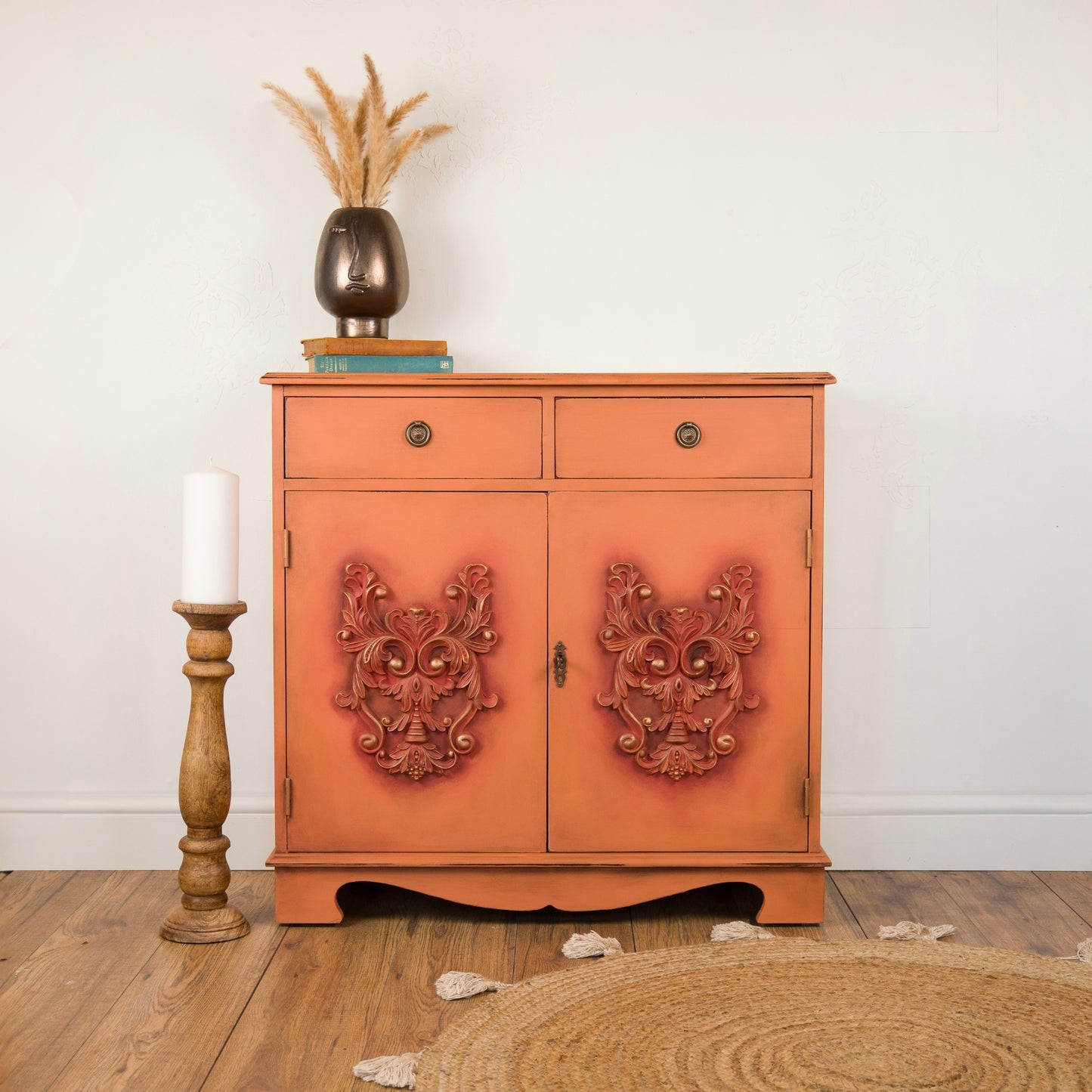 Upcycled Vintage Terracotta Cabinet | Boho Storage Cupboard | Hallway Console Cabinet
