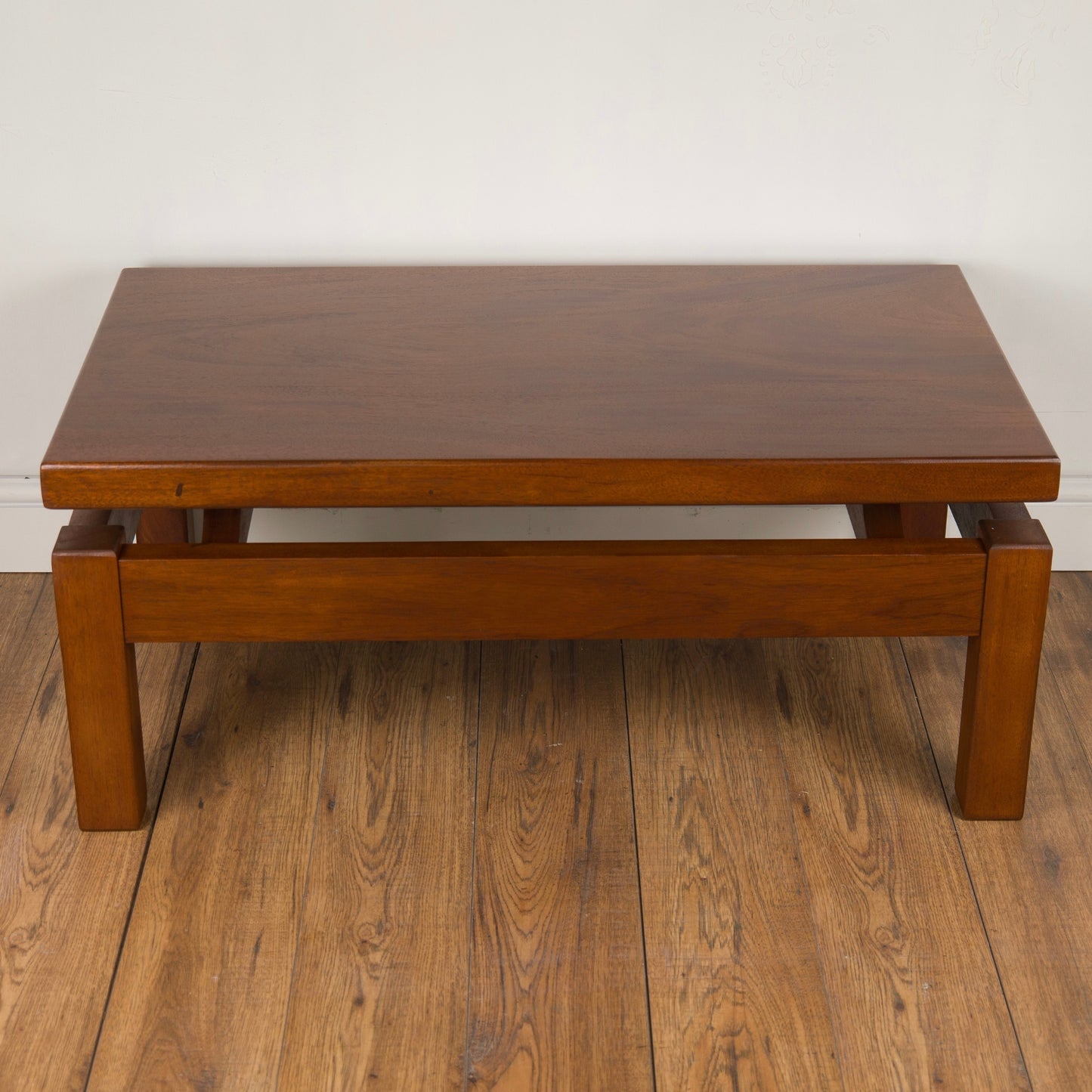 Mid-Century Solid Mahogany Coffee Table – Vintage Retro Living Room Furniture