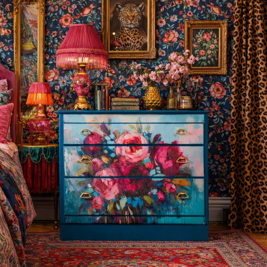 Vintage Upcycled Lebus Chest of Drawers - Large Bedside Table