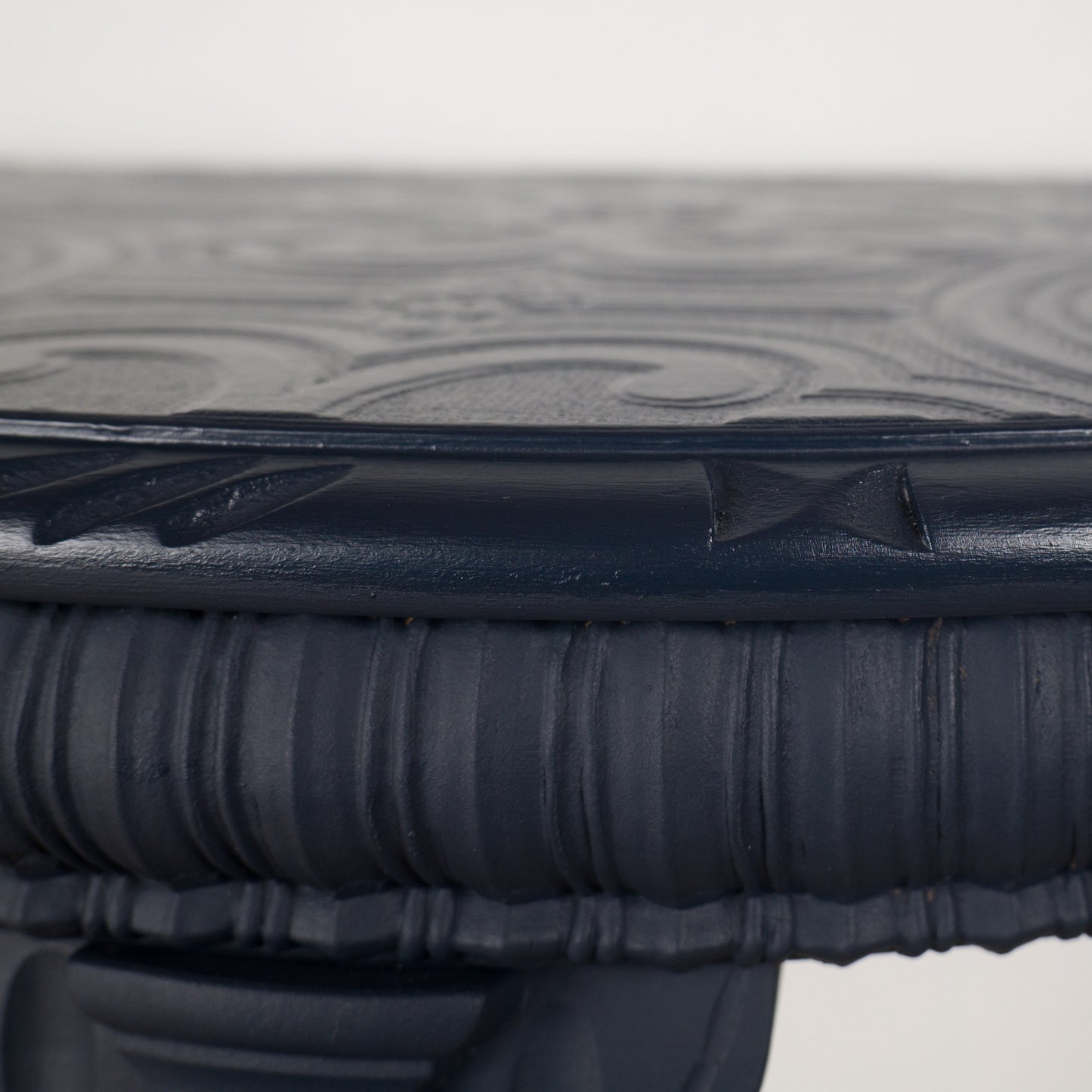 Upcycled Vintage Demi-Lune Table | Navy Blue Console Table | One-of-a-Kind Statement Furniture