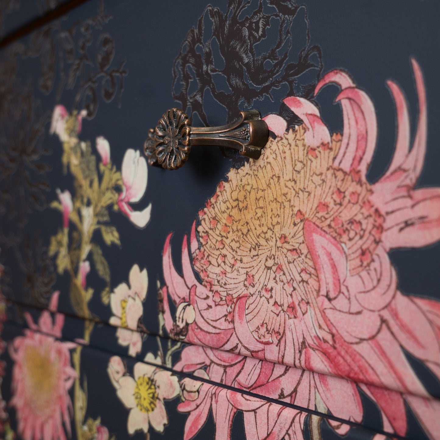 Vintage Chest of Drawers | Gold Leaf & Floral Design | One-of-a-Kind Statement Furniture