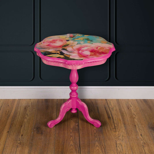 Vintage Pink Floral Occasional Table