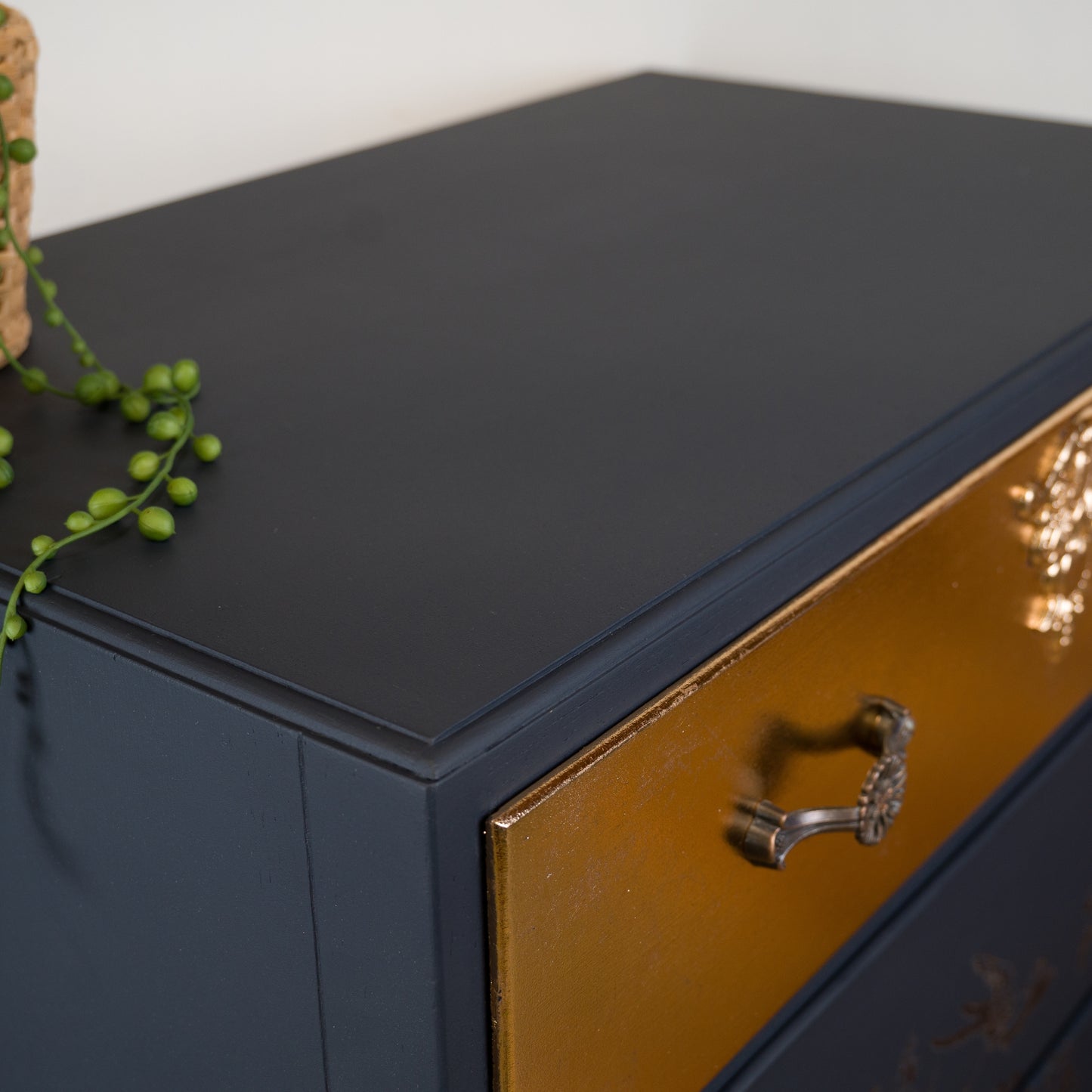 Vintage Chest of Drawers | Gold Leaf & Floral Design | One-of-a-Kind Statement Furniture