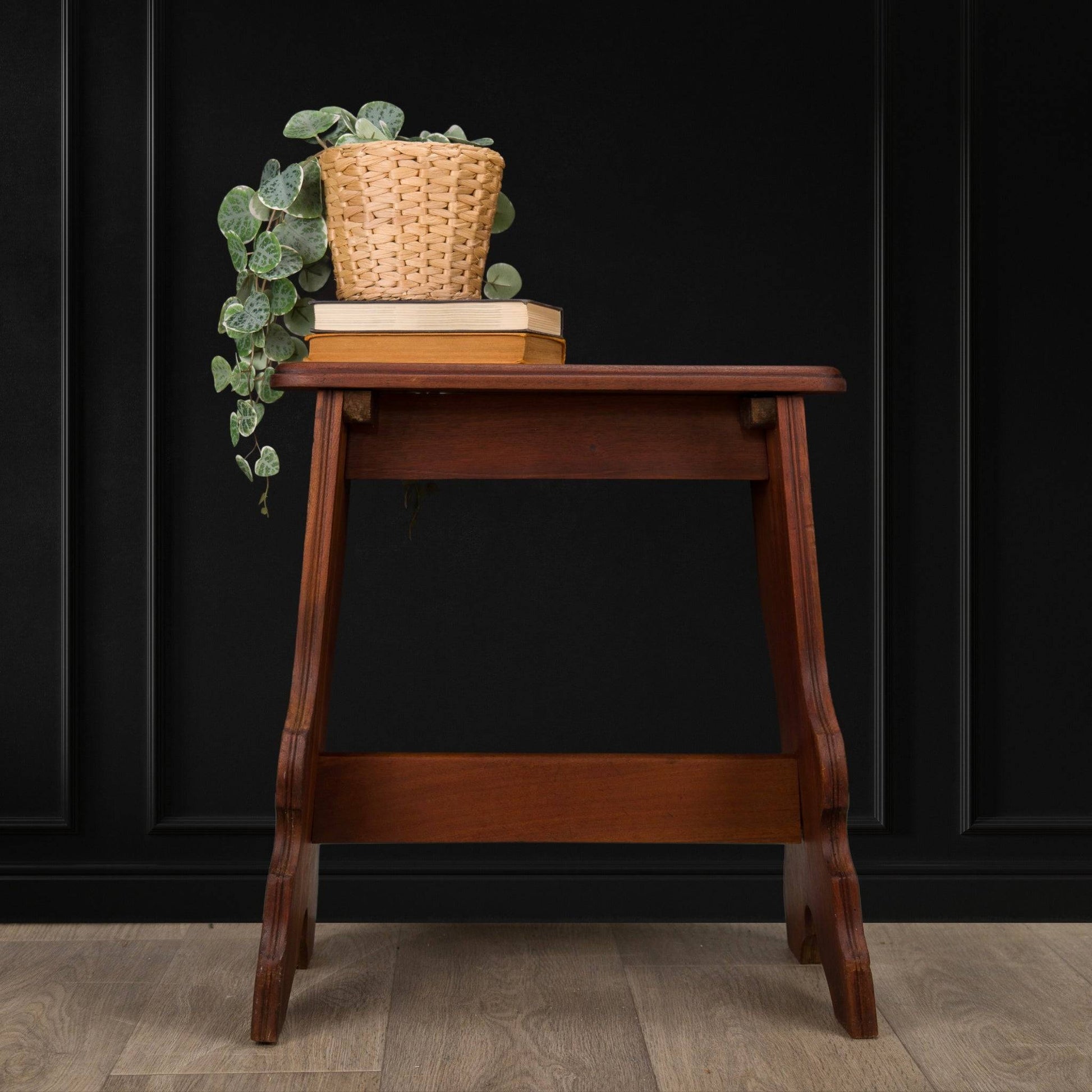 Antique Hardwood Organist Stool Piano Stool Plant Stand