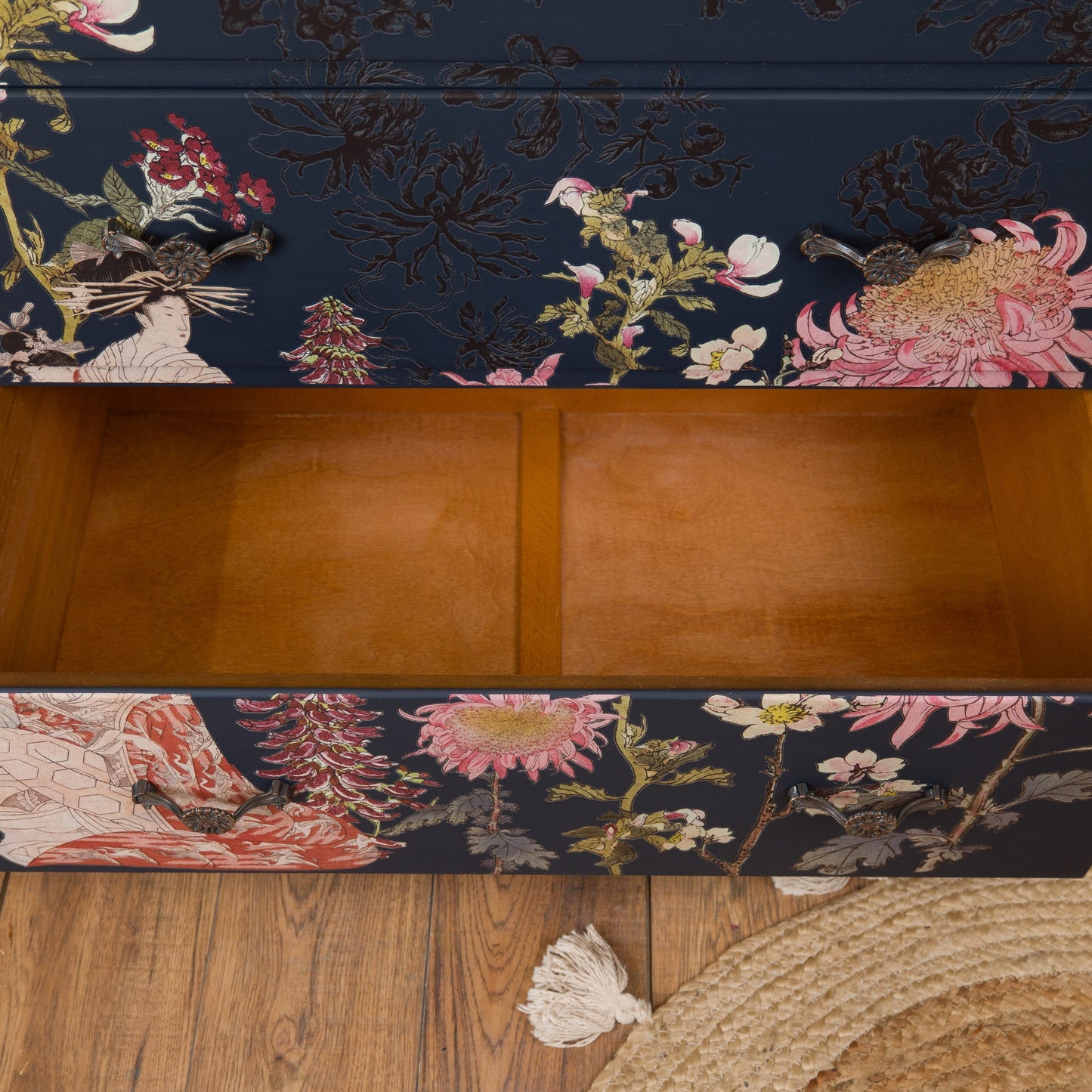 Vintage Chest of Drawers | Gold Leaf & Floral Design | One-of-a-Kind Statement Furniture
