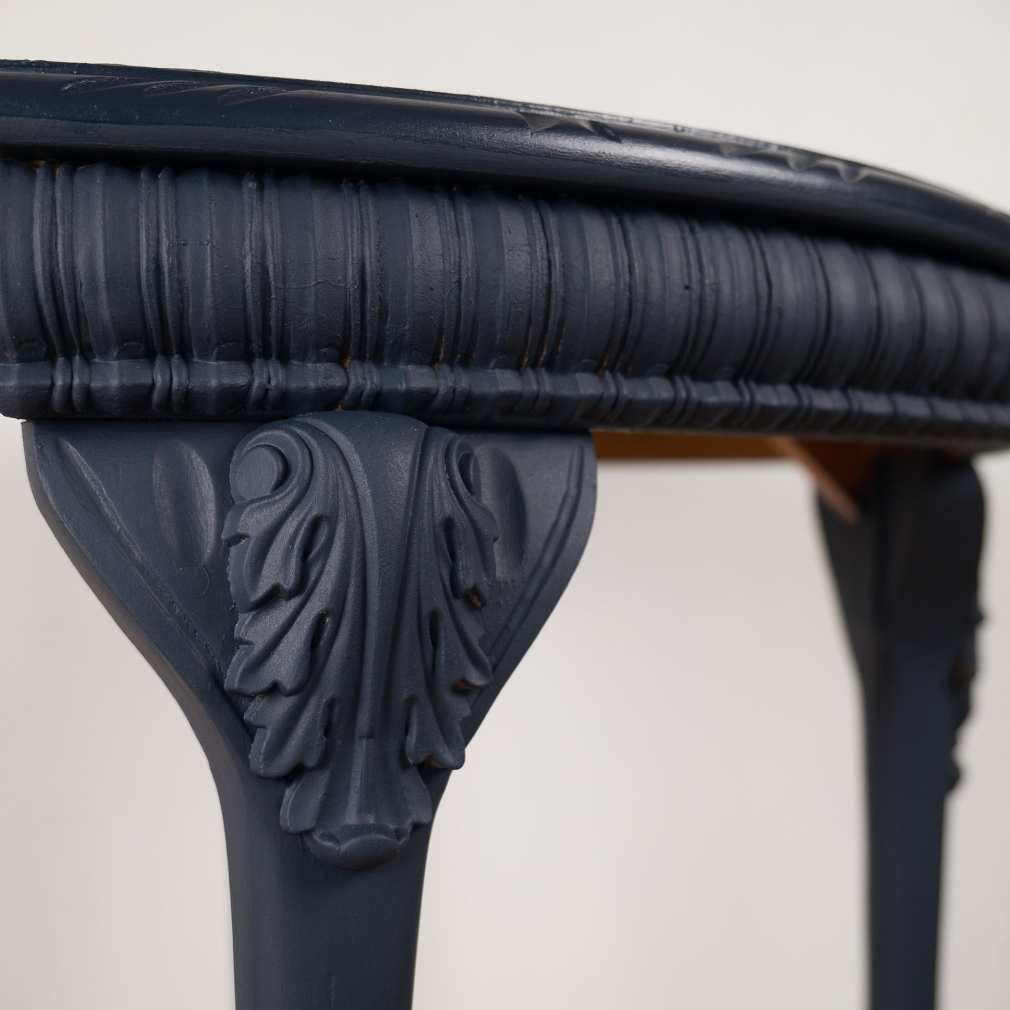 Upcycled Vintage Demi-Lune Table | Navy Blue Console Table | One-of-a-Kind Statement Furniture