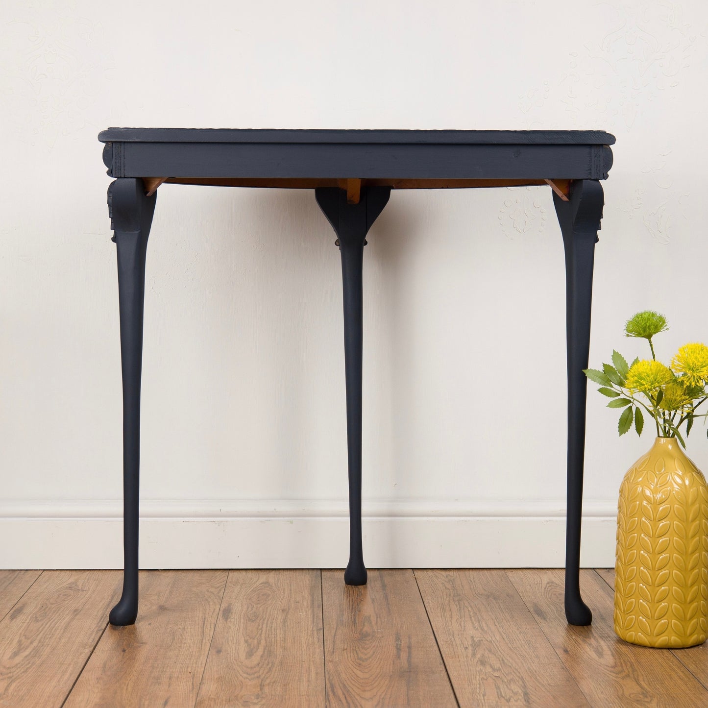 Upcycled Vintage Demi-Lune Table | Navy Blue Console Table | One-of-a-Kind Statement Furniture