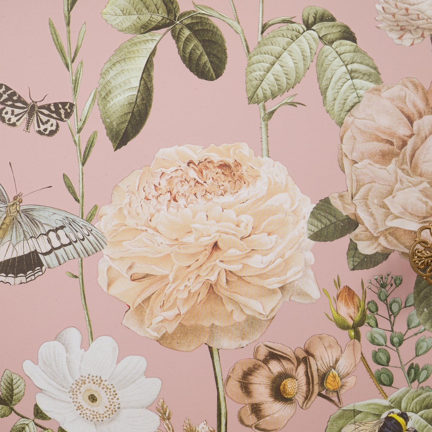 Pair of Vintage Painted Mid Century Pink Floral Bedside Tables