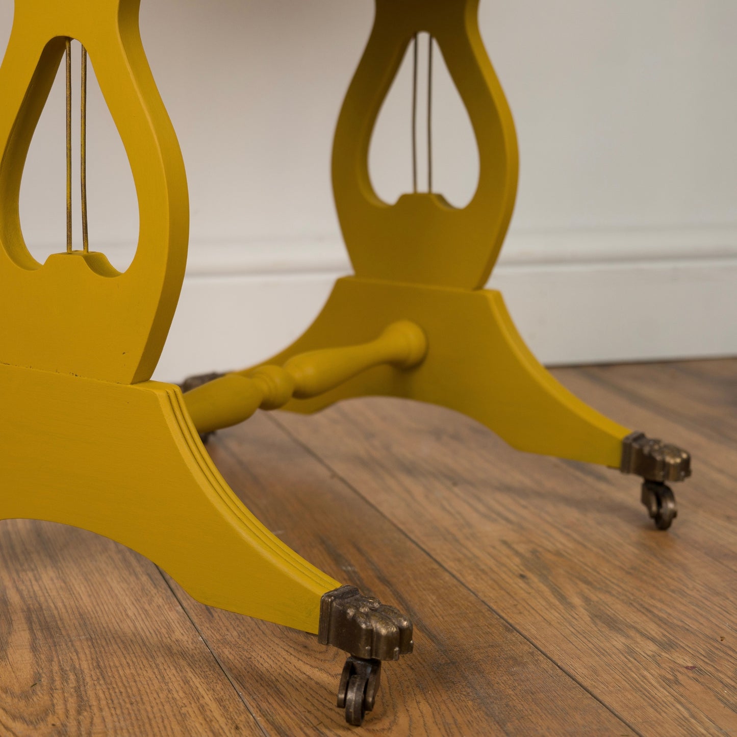 Upcycled Vintage Sunflower Drop Leaf Table | Yellow Hand-Painted & Decoupage Accent Table | Unique Furniture