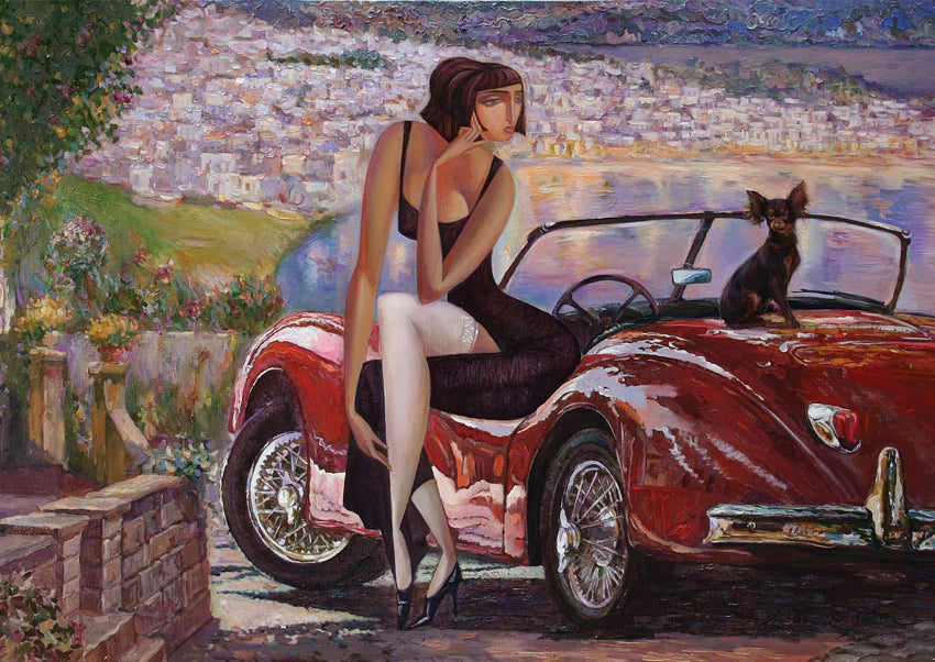 Mint by Michelle Decoupage Paper - Lady in Red Car